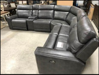 6 pcs top grain power reclining Leather sectional 