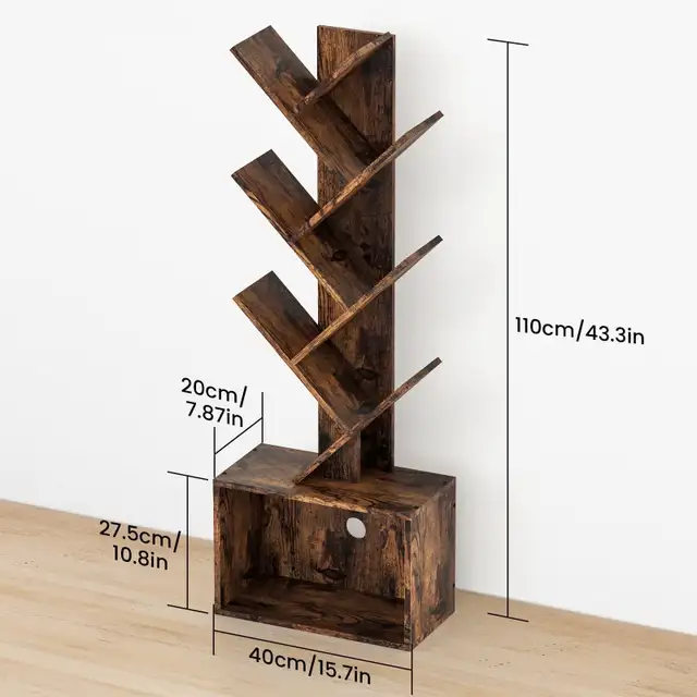 6 Tier Tree Bookshelf, Sturdy Retro Floor Standing Wood  in Bookcases & Shelving Units in City of Toronto - Image 4