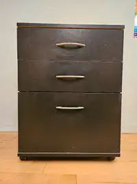 Black 3 drawer cabinet on wheels