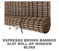 Espresso Brown Banboo Slat Roll Up blind