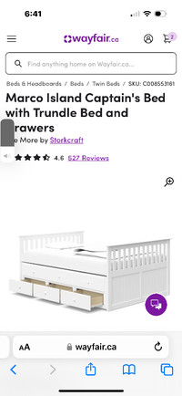 Twin Captain bed with trundle and mattress