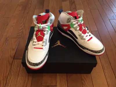 JORDAN SPIZIKE White/Lt Poison Grn-Unvrsty Red Size 12.5 BNIB, View more