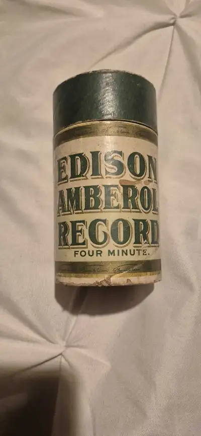 Original Edison Amberol Record cylinder, 4-minute format. This is an authentic early 1900s phonograp...