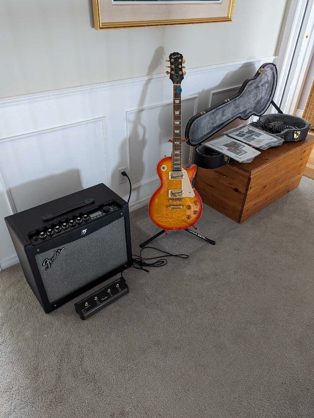 Epiphone Les Paul Ultra 2 electric guitar with amp and mixer.  in Guitars in Ottawa - Image 3