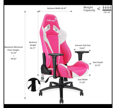 AndaSeat "Pretty in Pink" gaming chair, View more