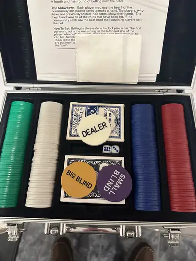 Mint condition. Comes in a case makes it easy to carry around. Great for any poker or at home casino...
