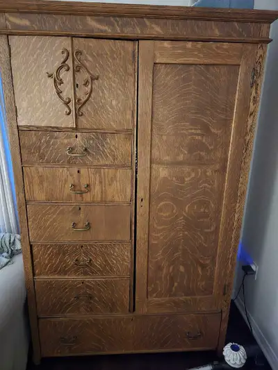 Antique Tiger Oak Armoire, View more