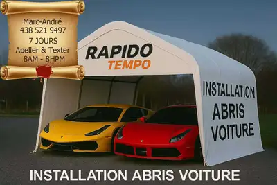installation assemblage abri auto tempo, View more