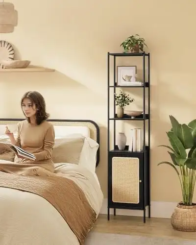 6 Tier Bookcase, Tall Shelf, Free Standing Shelf, Rattan Look, View more