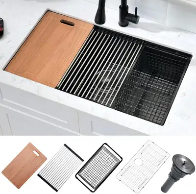 NEUF: Évier cuisine encastrable 81,3 cm acier inoxydable noir, View more