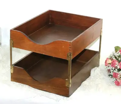 ** 2 tier double wood in out file organizer desk **, View more