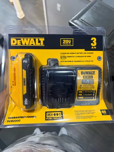 DeWalt DCB230C 20V Max 3Ah lithium-ion compact battery and charger kit. This kit is in perfect, fact...
