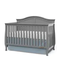 Grey convertible crib with mattress