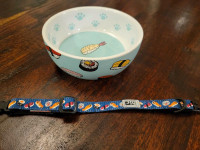 Sushi cat bowl and breakaway sushi collar