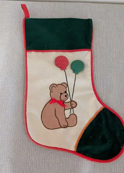 Christmas Stocking with Teddy Bear Design, View more