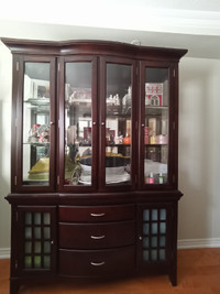 Cherry wood buffet hutch