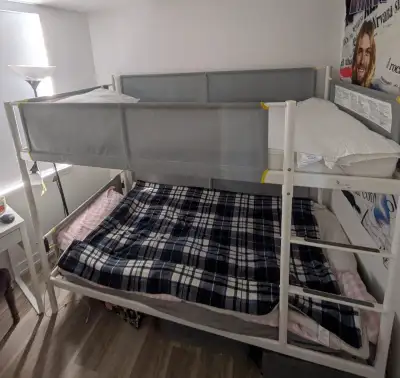 Bunk bed frame, white/light gray, Twin. And matress, View more