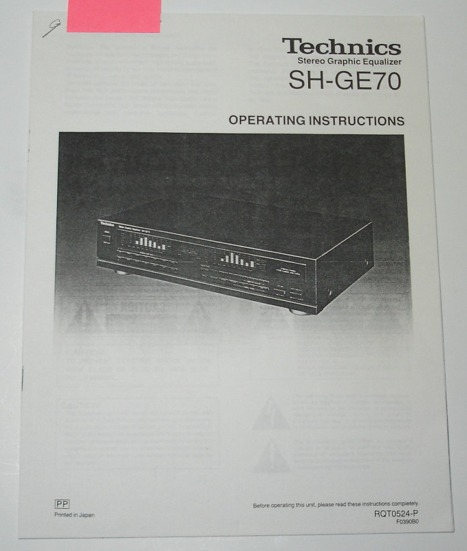 Technics Operating Instructions SH-GE70 Stereo Equalizer reprnt for sale  