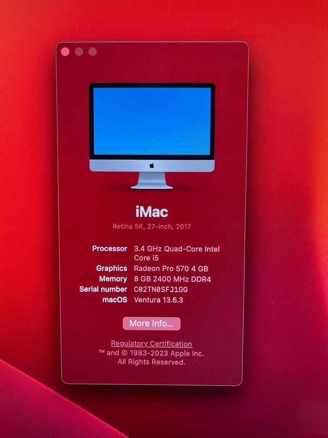 27 inch iMac 5k 1TB  in Desktop Computers in City of Toronto - Image 2