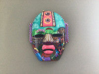 TALAVERA MEXICAN FOLK ART TERRA COTTA CLAY POTTERY STORY MASK