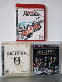 PS3Games Burnout Paradise,MAG,Need For Speed,Injustices,Oblivion