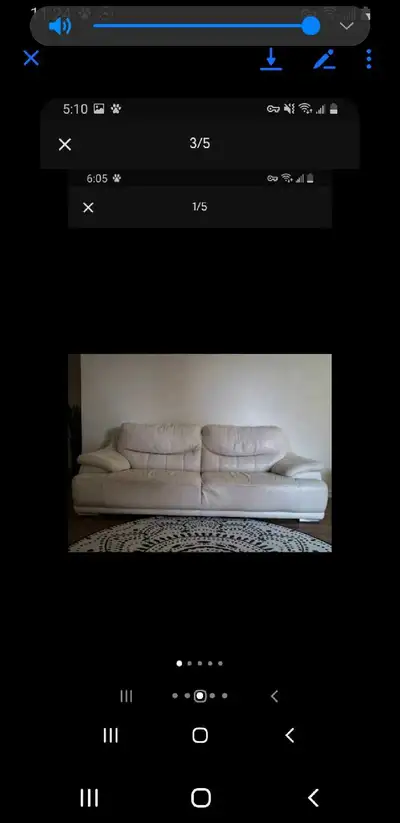 White couch for sell with two arms chair , View more