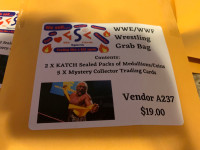 WWE WWF Grab Bag Cards Katch Coins Medallion Wrestling Booth 276