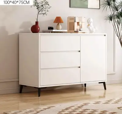 Modern Sideboard – 3-Drawer, 1-Door Storage Cabinet in White 100, View more