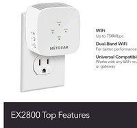 NETGEAR WiFi Range Extender EX2800 - Coverage up to 1200 sq.ft. 
