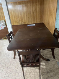 Mid-Century Modern Vintage Duncan Phyfe Dining Table + 4 Chairs