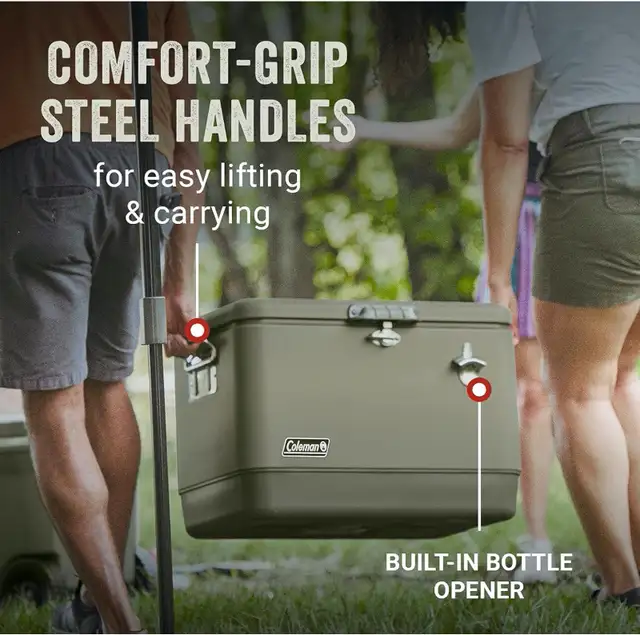 Coleman Steel Belted Reunion Cooler, 54QT, SAGE - NEW in Fishing, Camping & Outdoors in Ottawa - Image 4
