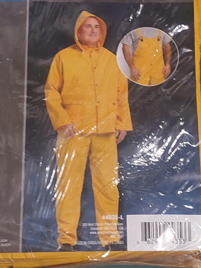 3 pc heavy duty fabric rain suitNew/sealed$25, View more
