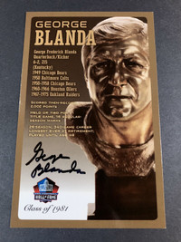 George Blanda Autographed Bust Card!