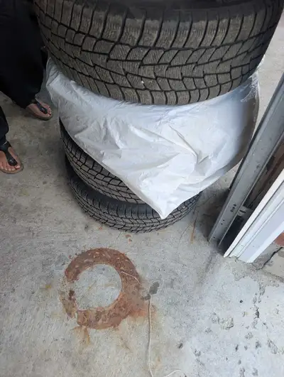SNOW TIRES FOR SALE 205/55/R16. USED FOR ONE SEASON LOT'S OF THREAD NO RUST ON RIMS AND FITS HONDA A...