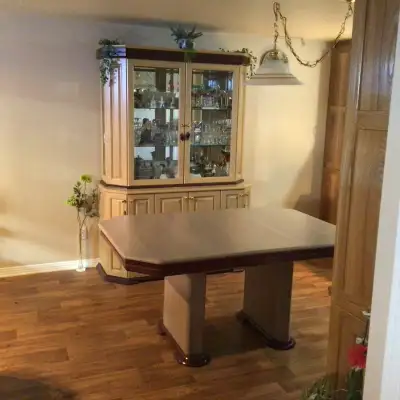 Buffet vaisselier et table en bois orme $1,500, View more