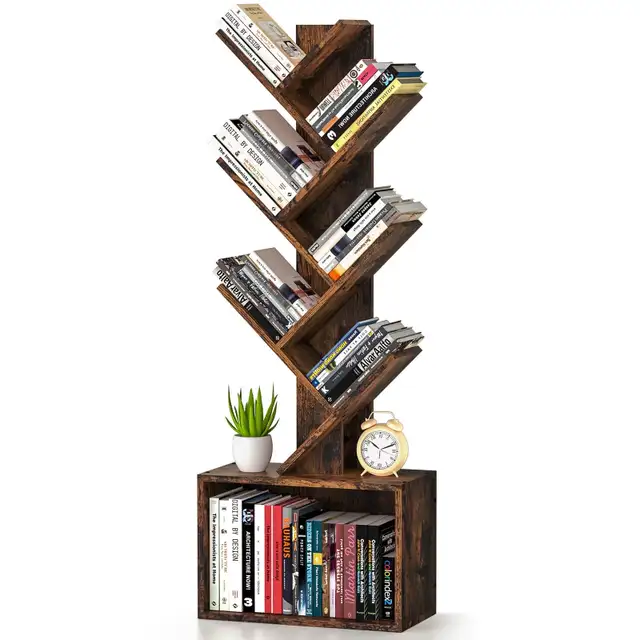 6 Tier Tree Bookshelf, Sturdy Retro Floor Standing Wood  in Bookcases & Shelving Units in City of Toronto - Image 2