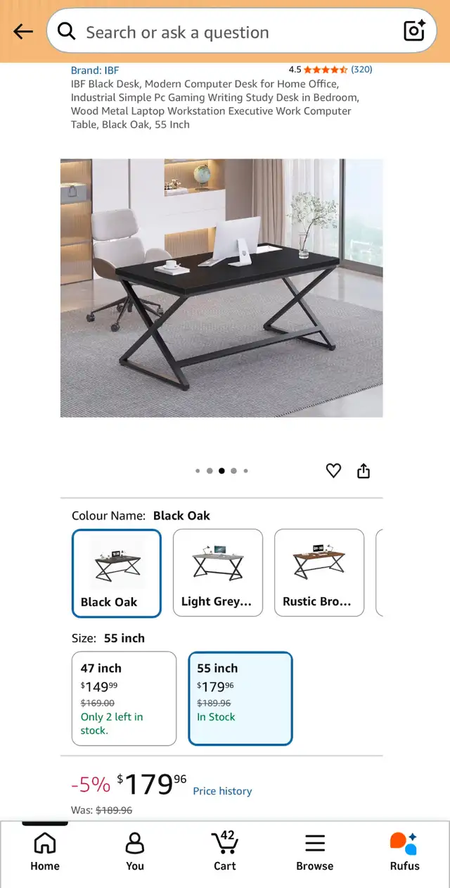 Black Modern Desk Wood Metal Workstation Black Oak, 55" in Other Tables in City of Toronto - Image 6