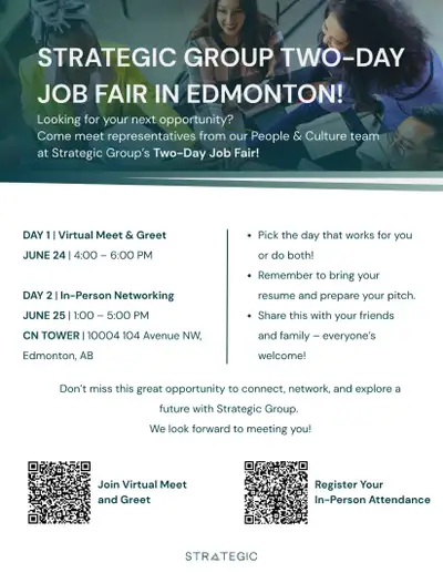 We’re Hiring – Join Us at Strategic Group’s Two-Day Job Fair in Edmonton! JUNE 24-25 Are you looking...