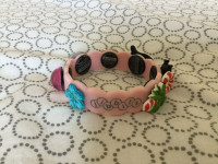 Girls  pink Jibitz bracelet - with variety of cute jibitz