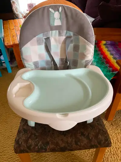 Portable Booster Seat/High Chair. Excellent condition. No stains or damage. Three adjustable heights...