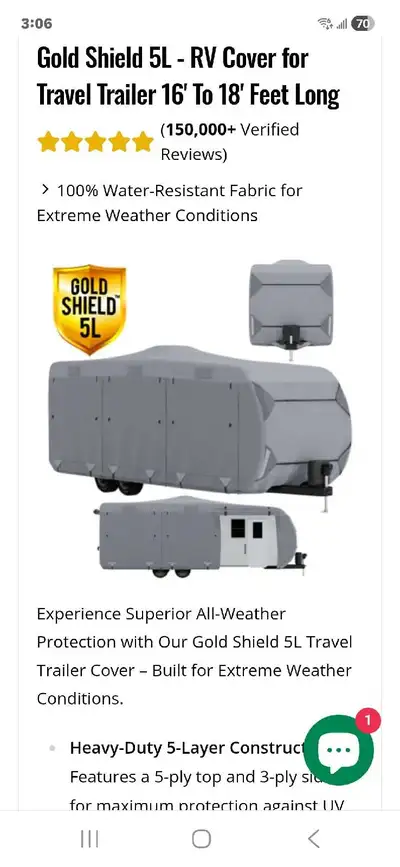 Brand new in box 16'-18' RV cover er from rvcovers.ca. L×W×H= 18'5"×8'6"×8'8" $275 obo.