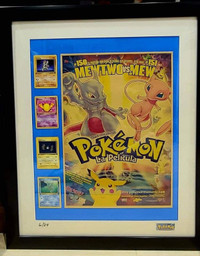1998 Pokemon First Movie Poster and First Edition Pokemon cards