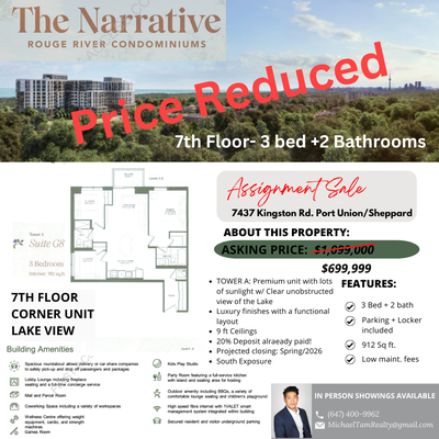 Selling at $289k LOSS- NO DOWN PAYMENT NEEDED 7th Floor- 3 bed 2 bath PRICE REDUCED - The Narrative...