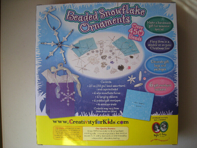 Creativity for Kids Beaded Snowflake Ornaments in Toys & Games in Guelph - Image 2
