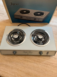 Two ring, 1000w countertop cooker. New and never used.