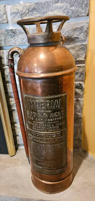 Vintage Early 20th Century Imperial Soda & Acid Hand-Held Fire Extinguisher Made by Coulter Copper a...