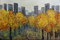 Original Oil Painting - Autumn In My City