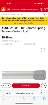 Curtain Rods Spring Tension $3 each x 6 like new chrome, see pic