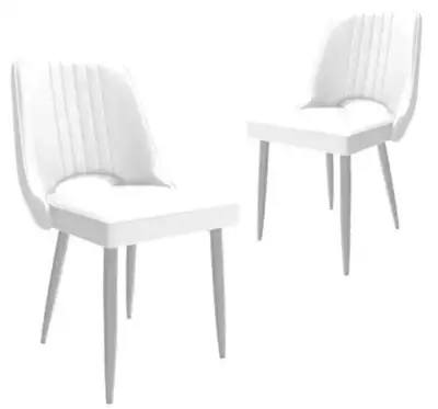 Factory Sealed - Set of 2 Faux Leather Modern Chairs, White, View more
