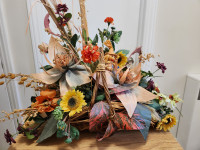 Vintage Large Floral Arrangement in Basket by Florist